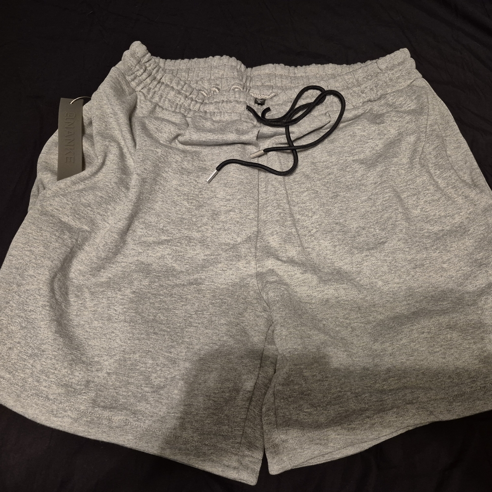 Men's Gray Elastic-Waist Athletic Shorts